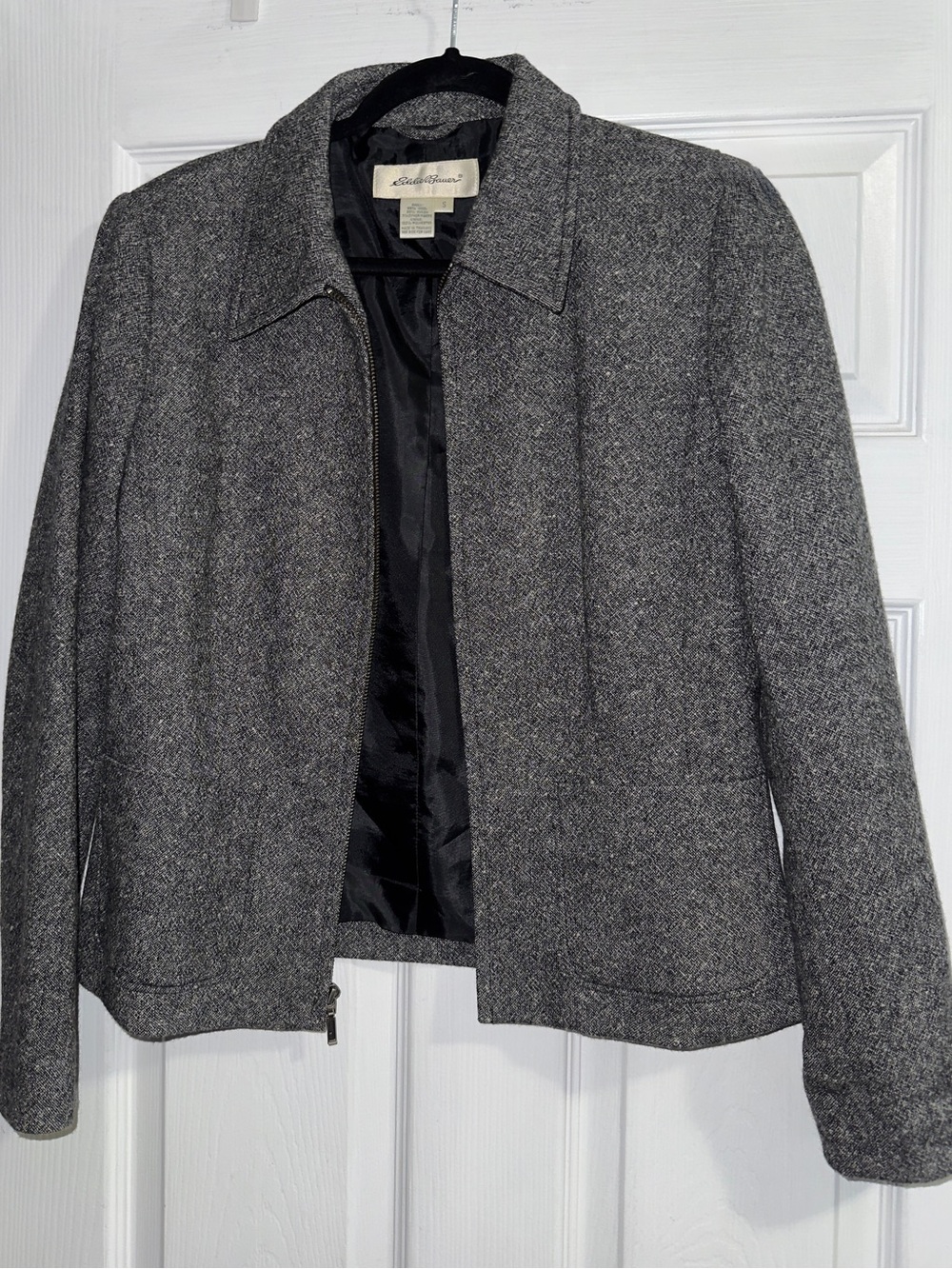 Eddie Bauer Gray Wool Blend Tweed Blazer Small Pockets